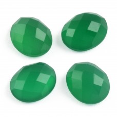 Green onyx 11x9mm oval rosecut flat back 2.7 ct gemstone
